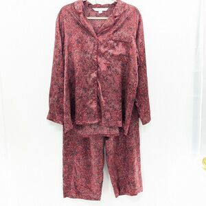 Victoria’s Secret Vintage Red Snake Print Silky Pajamas Sleep Set Size Medium